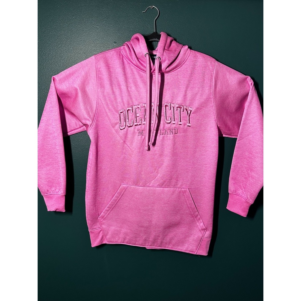 Ocean City Maryland Pink Long Sleeve Embroidered Hoodie Size Small - Picture 1 of 4